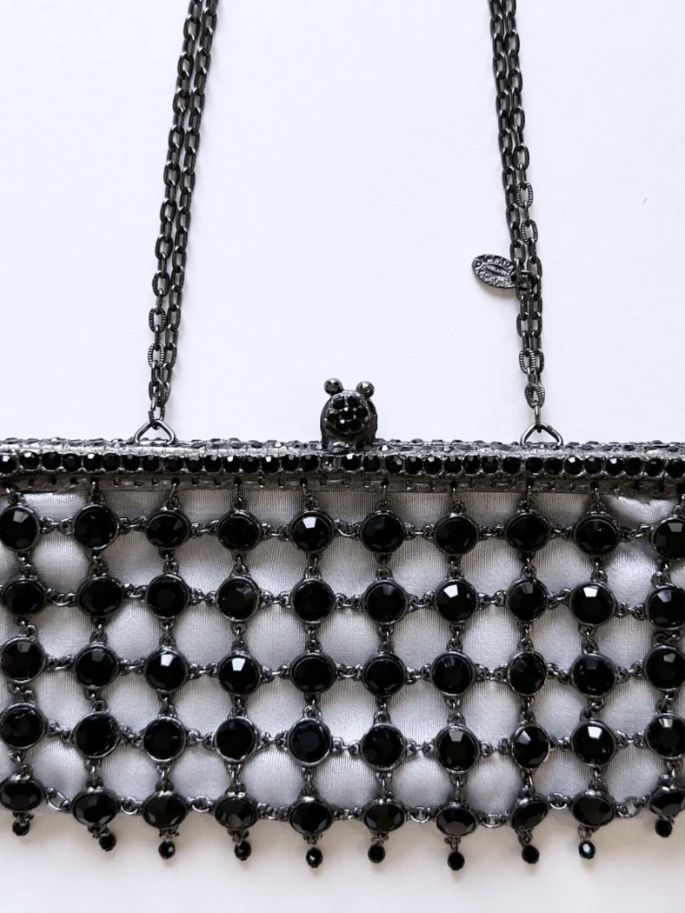 NEW Clara Kasavina Handmade Black Swarovski Crystals Evening Clutch Shoulder Bag